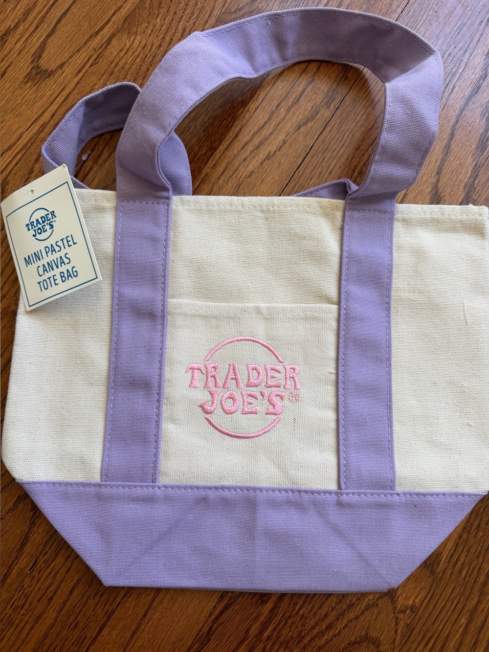 Trader Joe’s Mini Pastel Canvas Tote Bag - Lavender & Cream